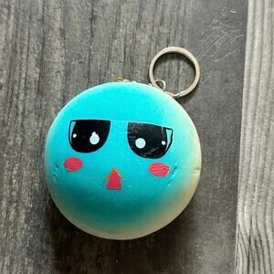 blue silly face squishy keychain